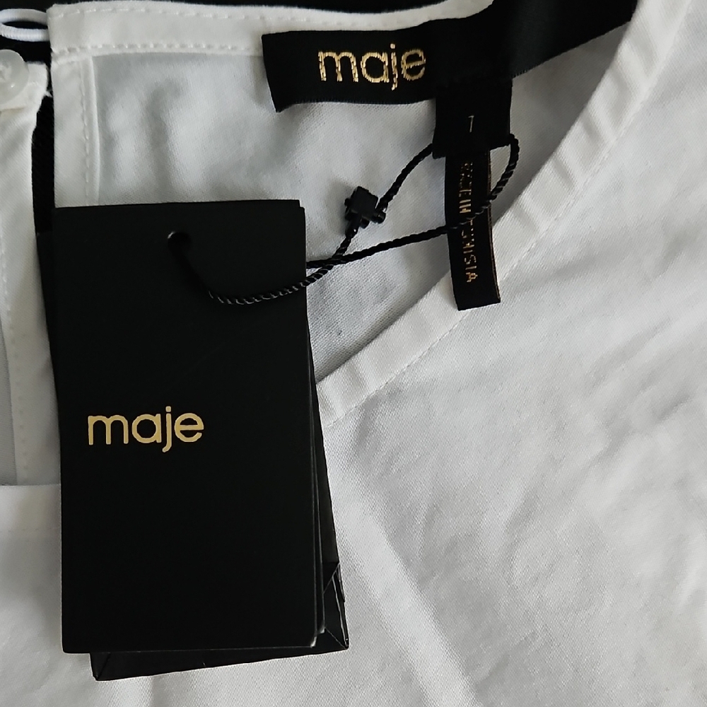 Maje White Smocked Blouse - Picture 3 of 16